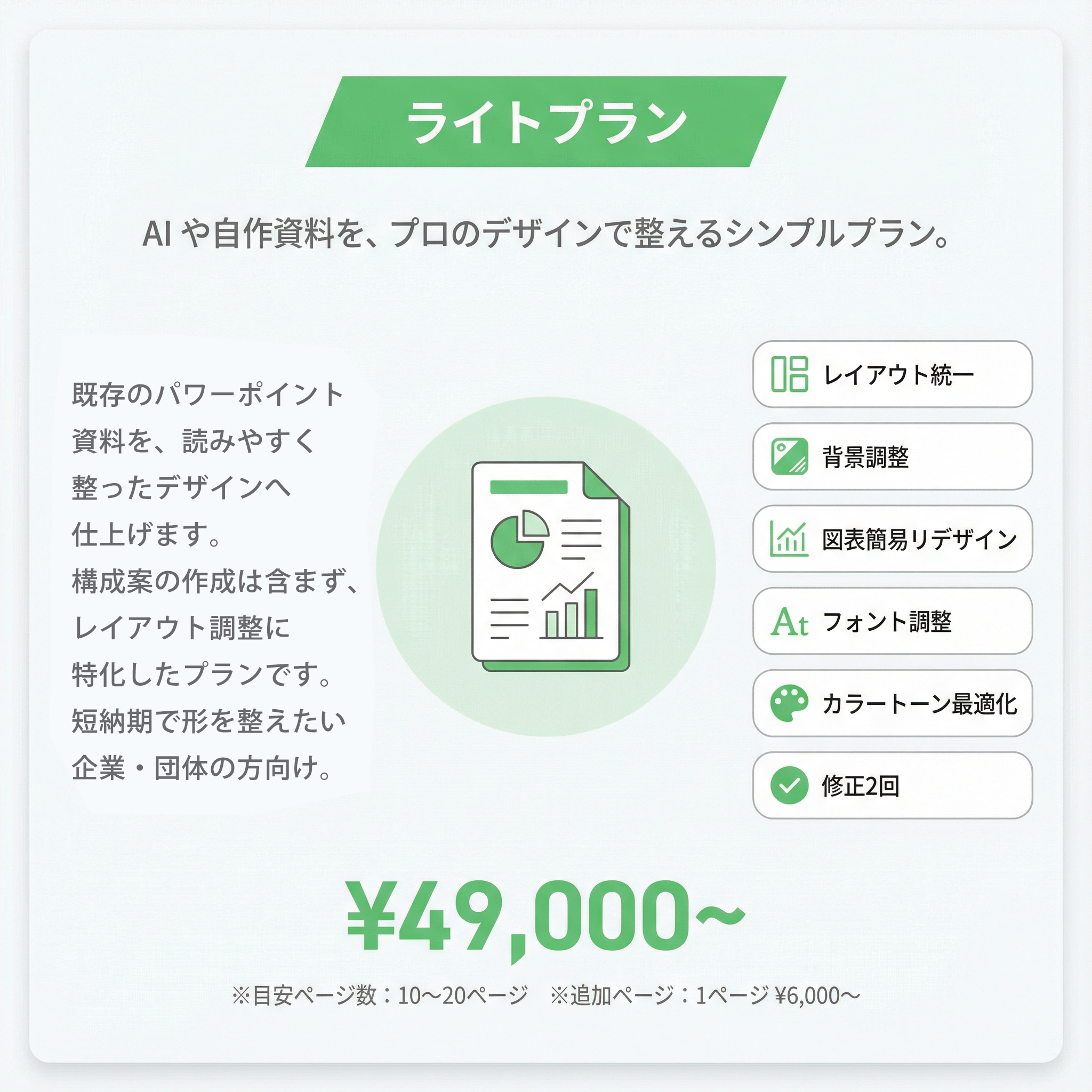 【スタンダードプラン】プロのグラフィックデザイナーが既存資料をブラッシュアップします。￥90,000～